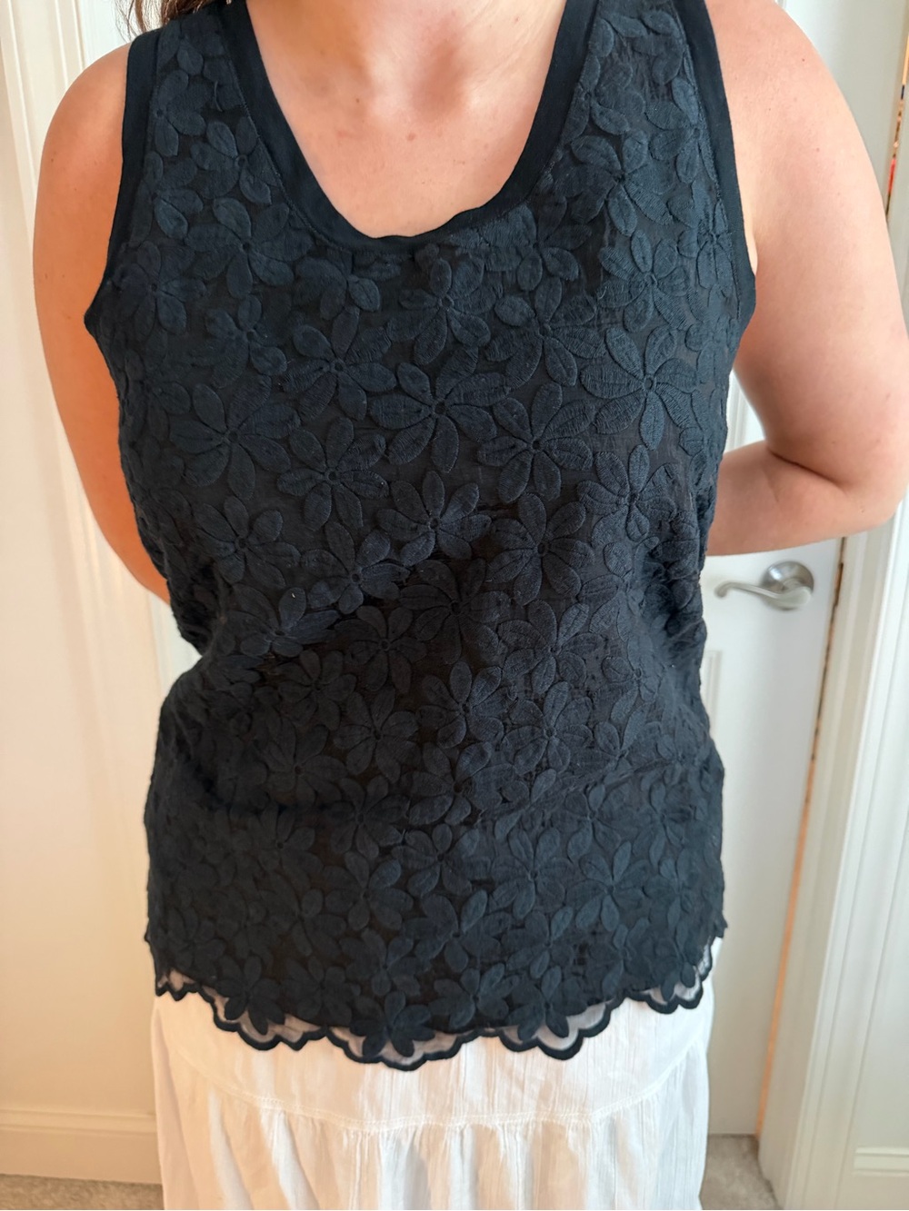 J. Crew Black Floral Lace Camisole Tank